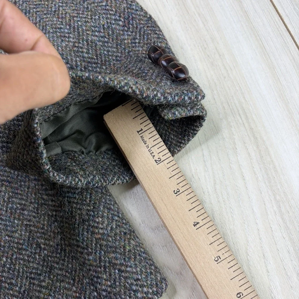 VTG Harris Tweed Speckled Herringbone Thick Wool Sport Coat Multicolor Mens 38S